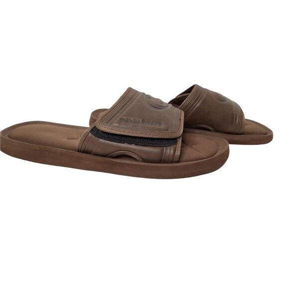 Mens Penn State Nittany Lions Leather Adjustable Strap Brown Cushioned Sandals. - Picture 3 of 4